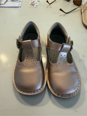 L'Amour Metallic Rose Gold T-Strap Mary Janes